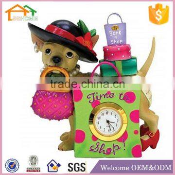 Factory Custom made best home decoration gift polyresin resin animal clock