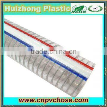 clear pvc spiral steel wire reinforced plastic hose pipe