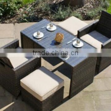 5 piece outdoor garden patio wicker rattan cube dinning table set furniture