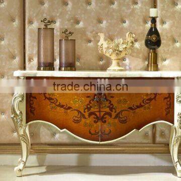 European Style Luxury Console Table, Parquet Pattern Wooden Corner Table, Nice Carving Storage Cabinet (BF01-ML042)