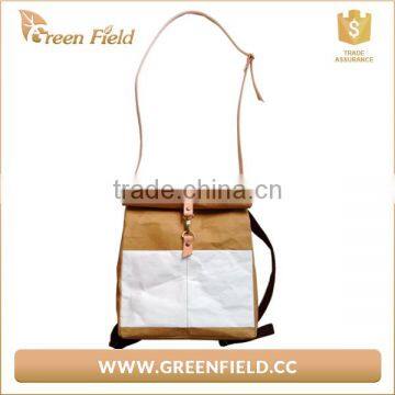 Washable Kraft Paper Backpack Brown And White Paper Laptop Backpack