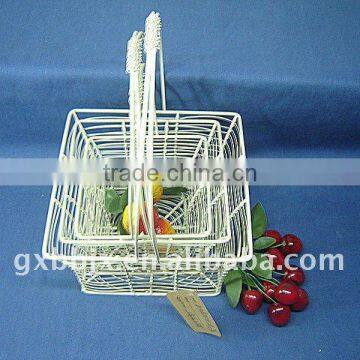 Square creamywhite wire storage fruit&fry basket