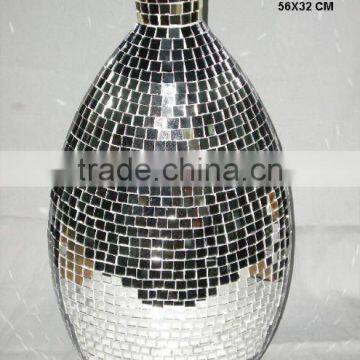 Iron vase with glass mosaic