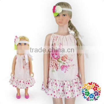 Cute Baby Girls 18 Inch Doll Clothes Summer Floral Cotton Candy Dress for Dolls photo-4