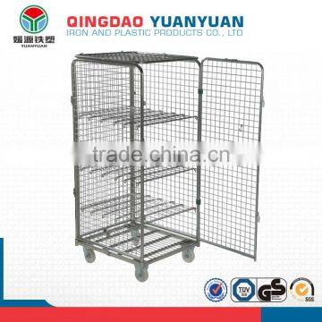 Foldable security roll trolley logistics pallet Security Demountable Roll Pallet metal cage wire container