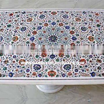 White Marble Inlay Table Top