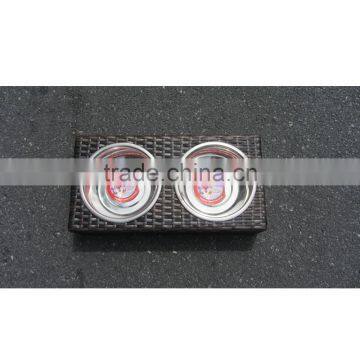 Exquisite Stainless Steel Pet Bowl With Rattan Frame for Pets photo-2