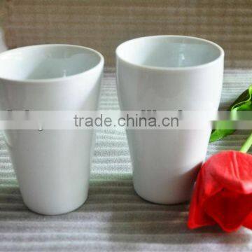 white insulated double wall ceramic coffee mug without handle