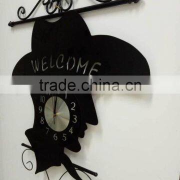 Hot Sale Black Color Figure Head Decorative Metal Wall Mounted Clock photo-3
