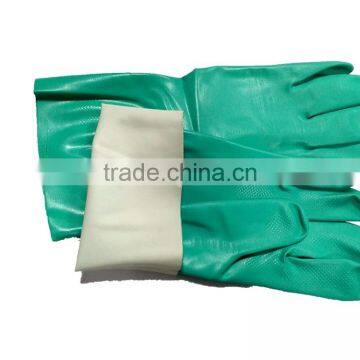 Green Nitrile Industry Glove With Flock Lined Straight Cuff photo-2