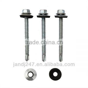 Galvanized Hexagon head self drilling screws with rubber washer