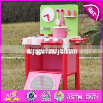 2017 New Design Mini Pink Wooden Girls Play Kitchen W10C269 photo-4