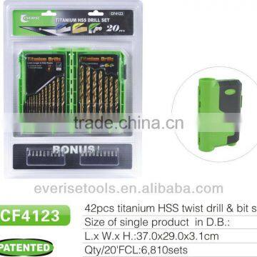 42pcs Hss Twist Drill and Bit Set in Plastic Case