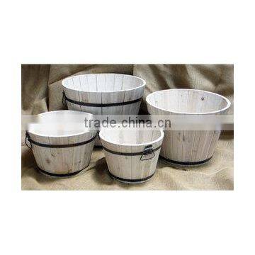 SET OF 4 WOOD PLANTERS