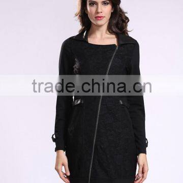 2014 New Fashion Ladies' Long Coat Asymmetrical Zipper Design Women Winter Overcoat photo-2