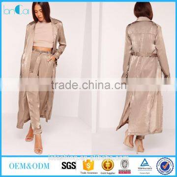 clothing factories in china buckle duster coat brown coats and jackets woman