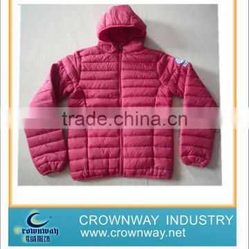 Women down puffer red reversible winter coat jacket with waterproof finished