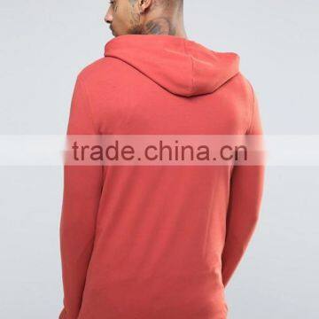 Custom Pouch Pockets With Hood Grey Men's 96% Cotton 4% Elastane Casual Longline Cut Tight Slim Fit Breathable Pullover Hoodies photo-2
