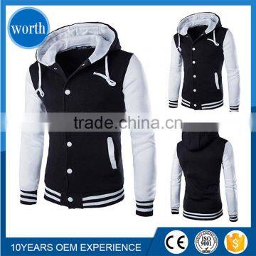 2017 Custom Made Men Stylish Hoodie Lastest Design Two Colors Sweaters With Button Wholesale Baseball Jacket Hoodies