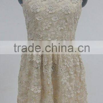 machine made sleeveless young ladies crochet lace evening party mini dress