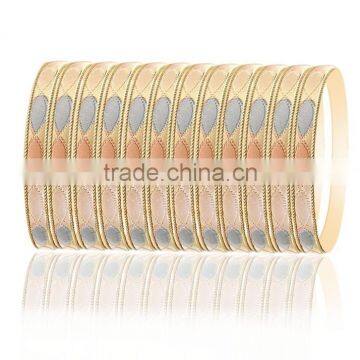 Three Tone Plated 6 MM Side Veni Bangles