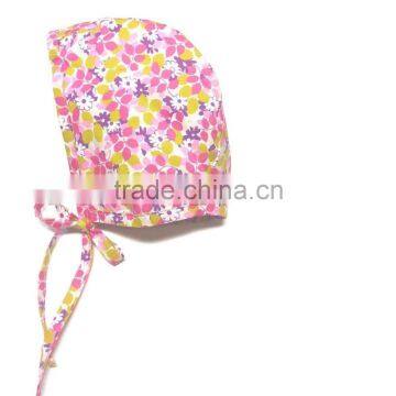 Reversible Baby Bonnet Flower Plain Pattern Lace Fanric Spring Baby Hat photo-4