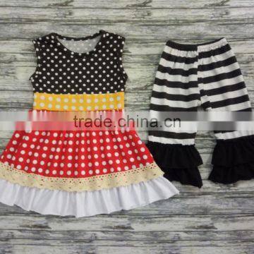 Yiwu hot sale children clothes boutique girl clothing stripe outfits wholesale china