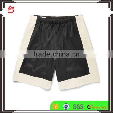 High Quality White and Black Satin Gym Training Sports Shorts for Mens