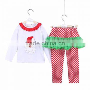 2015 Christmas Santa Cotton Little Girls Boutique Remake Clothing Sets