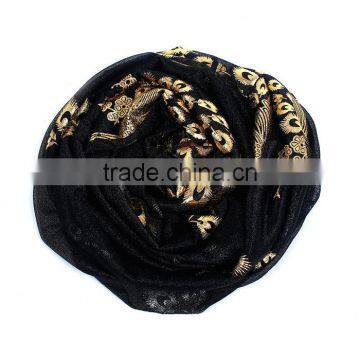 Imitation Silk Scarves & Wraps Rectangle Golden Black Peacock Scarf Women photo-3