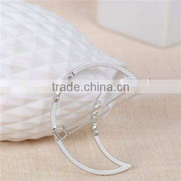 Zinc Based Alloy Hair Clips Findings Moon Silver Tone 62mm x 54mm photo-2