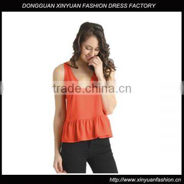 HOt sale Womens Sleeveless Swing T Shirts, Top Quality Cotton Solid V-Neck T-Shirts For Women