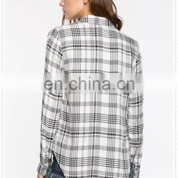 China Wholesale Elegant Womens Plaid Shirt Low Price OEM Service photo-3