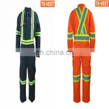 Alibaba China Hot Sale Dresses100% Catton Customized Reflective Hi-Viz Orange Color Overall Safety