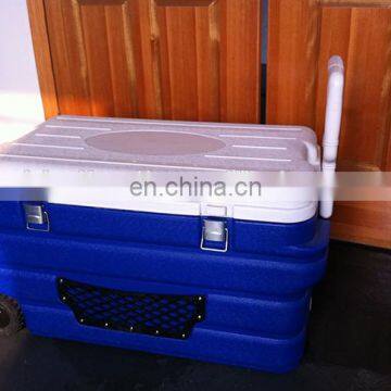 Manufacture 90L Portable Plastic Cooler Food Box with Wheel