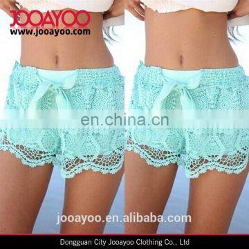 beach party Hot women's summer bow crochet lace mini shorts hot pants