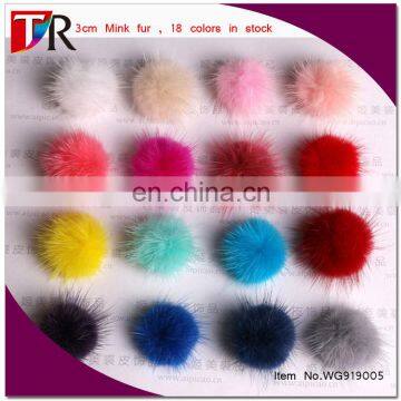 Wholesale Fur Accessory For Iphone And shoes, Cheap 3cm Genuine Mink Fur Ball Pom 18 Colors Available