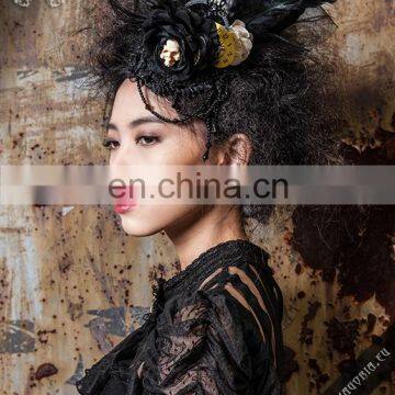 Steampunk Gothic Fascinator With Beads and Gear Elements photo-5