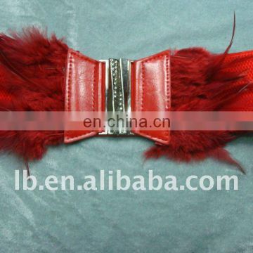 pu belt with feather