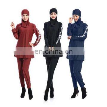 2017 wholesale custom dubai abaya set print swimsuit hijab abaya cardigan swimwear