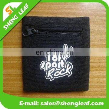 Logo printed cotton sweat bands with zipper design