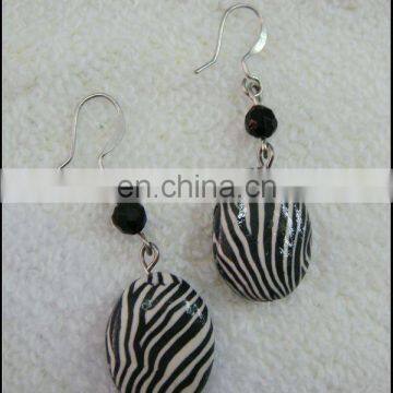 black handmade fimo clay earring