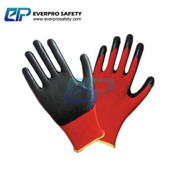 Oil resistant 13G Polyester Liner Nitrile Rubber Coated Work Gloves with EN388 4121X