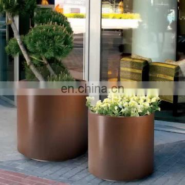 Decorative mini corten steel flower pots for hotels and gardens for sale