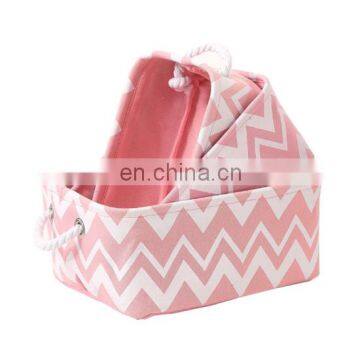 Canvas fabric baby storage basket with cotton handles