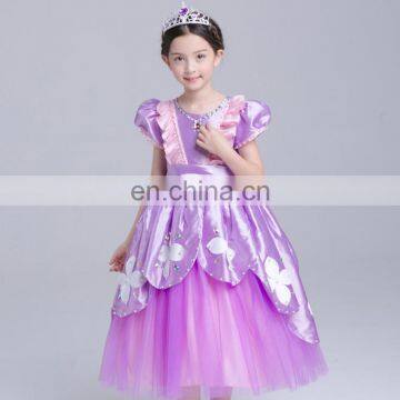 Wholesale Newest Kids Clothes Princess Sophia Purple Kids Dress