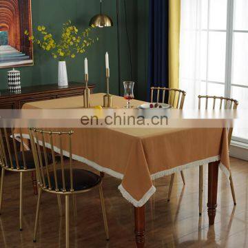 Custom Washed Cotton Banquet Wedding Solid Tablecloth With Tassel