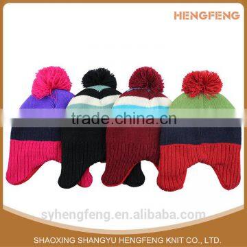 Factory wholesale hairy winter women cuff hat ,Custom ear crocheted hat