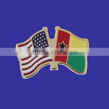 Custom design high quality cloisonne hard enamel filled USA Guinea Bissau World Flag Lapel Pin