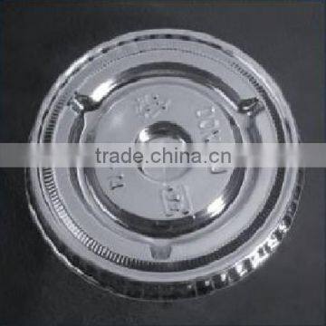 74mm crystal clear disposable PET/plastic flat lid for various paper ice cream cup, plastic sauce cup with straw cross